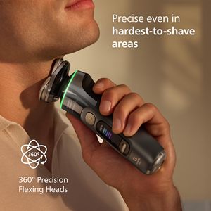 Afeitadora Eléctrica Inalámbrica para Hombre, Uso en Seco/Húmedo, Sistema de Corte Triple, Resistente al Agua IPX7, Lavable, Afeitadora Rotatoria con Base de Limpieza - Product Image 6