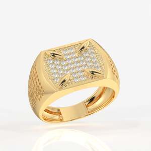 แหวนทองคำขาว 14K สำหรับผู้ชาย ประดับเพชรเพาะเลี้ยง สไตล์คลาสสิกหรูหรา - Product Image 2