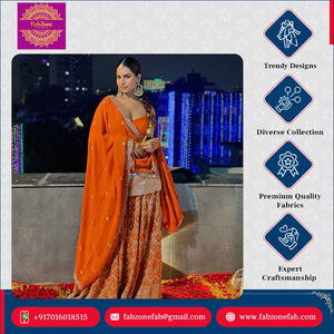 Nuevo lujo hermoso estilo <span class=keywords><strong>M</strong></span> L XL XXL tamaño disponible Faux Georgette mujeres usan Top Kurti Palazzo Dupatta conjunto de 3 piezas para boda - Product Image 4