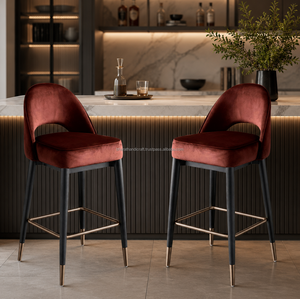 Modern Velvet <b>Bar</b> Stool with Metal Frame for Home <b>Bar</b> and Commercial Use - Product Image 1