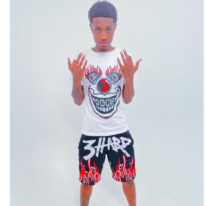 Custom <b>Flame</b> Print Two Piece Set Men Graphic T <b>Shirt</b> And Shorts Streetwear Outfit Bold Fire Design Summer Clothing - Product Image 5