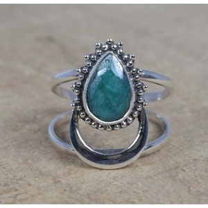 Magníficos anillos de piedras preciosas de piedra lunar arcoíris de plata de ley 925, joyería al por mayor, bisel de estilo bohemio de boda hecho a mano indio - Product Image 3