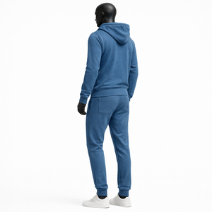 Conjunto deportivo de hombre con sudadera con cremallera y pantalones de chándal ajustados de algodón y poliéster, con logotipo personalizado. - Product Image 6