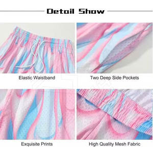 Pantalones cortos de baloncesto personalizados para hombre Stitch Just Mesh diseño vintage sublimación poliéster bordado al por mayor - Product Image 3