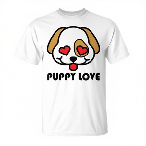 Camiseta Puppy Love Dog Heart Eyes, cuello redondo blanco, unisex, talla para adultos S M L XL XXL - Product Image 3