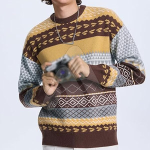 Suéter Casual para Hombre, Cuello Redondo, Estampado, 100% Algodón, Transpirable, Suave, Estilo Urbano, Invierno, Venta al Por Mayor, Logotipo Personalizado - Product Image 5