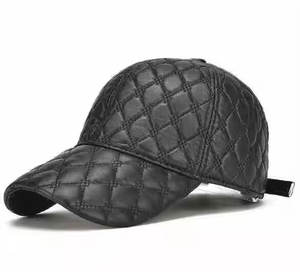 Gorras de cuero PU de alta calidad, gorras deportivas con logotipo bordado personalizado, gorras de cuero genuino personalizadas, fabricación de piel de cordero - Product Image 1