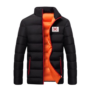Autumn Men's Hooded Bomber Jacket Stand Zipper Front Logo Canvas Fabric Windproof Breathable Geometric Pattern Casual OEM - Product Image 5