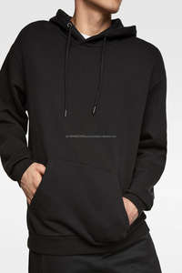 Sudadera con Capucha Personalizada de Alta Calidad al por Mayor, 60% Algodón, 40% Poliéster, Dobladillo y Puños Acanalados, Sudadera Lisa para Hombre, Sudadera Negra - Product Image 3