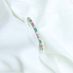 Swadeshi Pitara Women's 925 Sterling Silver Bezel <b>Set</b> Crystal & Rhinestone Fine <b>Bangles</b> Asama Everyday Wear Single Piece - Product Image 3