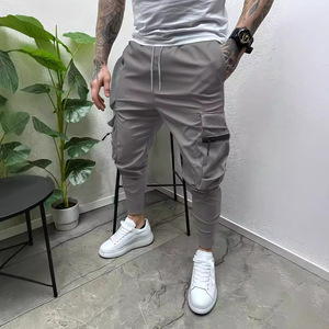 FEO Pantalons tendance pour hommes avec logo personnalisé Pantalons de fitness décontractés multi-poches Salopette coupe ajustée Pantalons d'extérieur - Product Image 4