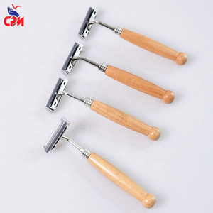 Maquinilla de afeitar de seguridad para hombre, hoja de doble filo, hoja individual, sin manchas, Color madera y acero, novedad de 2023 - Product Image 4