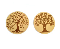 Tapis/Plaques en bambou découpés au laser Swastik Overseas, motif Arbre de Vie, gravés, ronds, style pastoral mignon, fins, légers, en stock