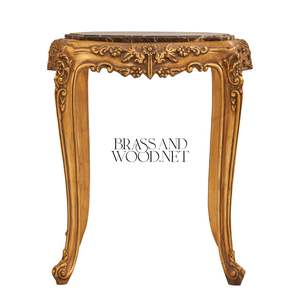 Mesa Auxiliar Hexagonal de Lujo con Tapa de Mármol Emperador Oscuro y Patas Barrocas Talladas a Mano con Hoja de Oro Ornamentada para Decoración de Palacios - Product Image 2
