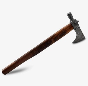 Hache Tomahawk en acier au carbone forgé à la main, style viking, hache barbue avec fourreau en cuir, manche en bois personnalisé OEM - Product Image 3