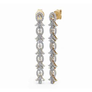 Premium 9KT Gold Isoldes Enchanted <b>Petals</b> Designer Earrings Lab grown Round Cut Diamond Jewelry Wholesale B2B Export Supplier - Product Image 4