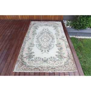 Vintage 4x7 ft Rug, Turkish Rug, <b>Brown</b> Oriental <b>Wool</b> Rug - Product Image 1