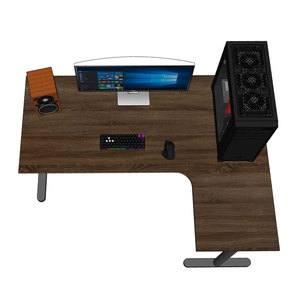 GD68059 L-Shaped Gaming <b>Desk</b> Assembled <b>Computer</b> <b>Desk</b> with Wooden Plywood and Iron Frame Featuring LED and MDF Surface - Product Image 4
