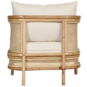 Chaise d'extérieur moderne et écologique en rotin durable avec structure en rotin massif naturel et coussin imperméable pour une utilisation en extérieur - Product Image 4