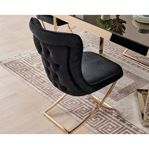 Juego de Comedor Moderno de Lujo de 5 Piezas, Extensible, Acabado Dorado, Hierro, Muebles Completamente Espejados, Diseño Clásico Minimalista Rústico - Product Image 5