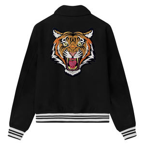 Vestes Letterman de baseball avec broderie personnalisée en laine avec logo personnalisé Vestes d'université noires à manches en cuir vierges vintage pour hommes grossistes - Product Image 2