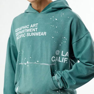 เสื้อฮู้ดผ้าฝุ่นแอซิดพร้อมโลโก้ออกแบบได้ตามต้องการ - Product Image 1