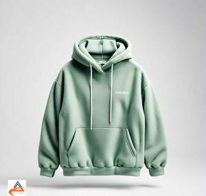 Sudadera con capucha verde claro para hombre 350 GSM para un uso cómodo Sudadera con capucha holgada de lana transpirable de alta calidad - Product Image 1