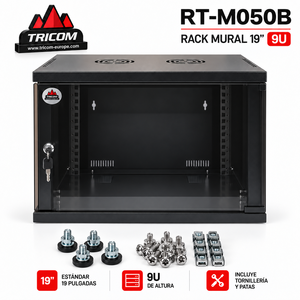 Armoire réseau murale en métal TRICOM 19 pouces 9U avec porte en verre et serrure en stock - Product Image 1