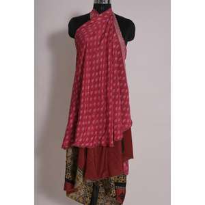 Reversible Boho Sari <b>Skirt</b> for Women Vintage Indian <b>Silk</b> Wrap Two-Layer Festival Style Handmade Ethnic Fashion - Product Image 3