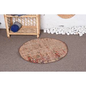 Classique Vintage Beige Patchwork Laine Tapis Grande Surface 2.3x2.3ft Rectangulaire Couloir Motif Peluche Pile pour Vivre Polyester Latex - Product Image 1