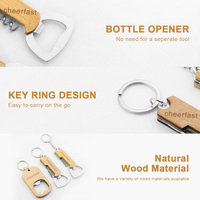 Nouvelle conception porte-clés bouteille de bière tire-bouchon gravé au Laser bouteille de bière en bois de pin tire-bouchon ouvre-bière en bois de pin