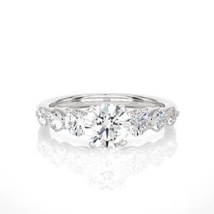 Bague de promesse en or massif 14 carats avec diamant de laboratoire taille brillant ronde, clarté VVS, conçue avec esthétique soignée, pour elle - Product Image 3
