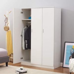 Tủ quần áo hiện đại kiểu mới bằng gỗ MDF màu trắng, 3 cánh trượt, có giá treo quần áo bằng gỗ, dùng cho phòng ngủ - Product Image 3