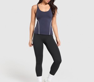 เสื้อกล้ามสำหรับผู้หญิงเสื้อแขนกุดไร้ตะเข็บสำหรับใส่วิ่งเสื้อแขนกุดใส่ออกนอกประตูชุดใส่เล่นฟิตเนสสีพื้น - Product Image 6