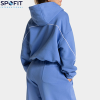 Ensemble de survêtement décontracté deux pièces pour femme grande taille, style urbain, 100 % coton, broderie éco-responsable sur le devant