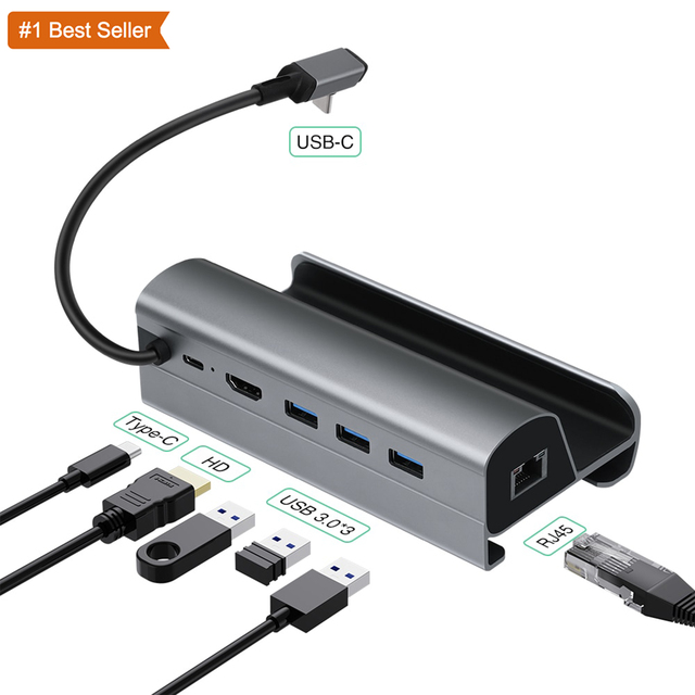 Jumon Charging Stand Dock Station for Steam Deck USB-C Hub RJ45 Ethernet PD55W for Controller Protection Easy Installation