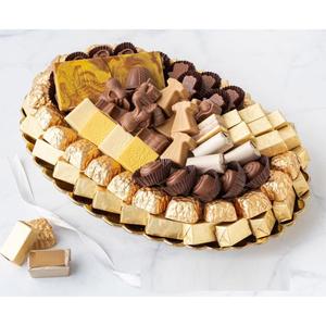 Plateau en métal doré de la plus haute qualité avec plateau de service au chocolat avec poignée Présentoir à desserts au chocolat au design moderne en vente - Product Image 3