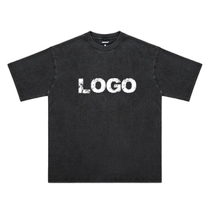 Moda gran oferta hombres personalizados de alta calidad lavado ácido parche desgastado Boxy camiseta - Product Image 1