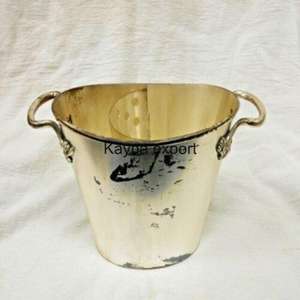 Cubo de Hielo Decorativo de Aluminio con Acabado Rústico, Clásico, Ecológico, Artesanal, con Asa Metálica, para Barra o Encimera - Product Image 1