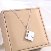 Collar con colgante de moda personalizado de acero inoxidable 316L chapado en oro PVD de 14K 18K, collares en blanco para grabar.