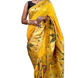 DERNIÈRE CONCEPTEUR ORIGINAL PUR PAON ZARI CONCEPTION ET tourbière TILAK BORDER ET LOURD MINA ZARI TISSANT PALLU - Product Image 1