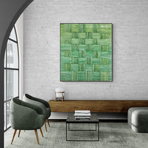 Moderne dégradé vert abstrait géométrique <span class=keywords><strong>macramé</strong></span> artisanat coton tricot peinture tissage décor à la maison tenture murale EH2503008 - Product Image 1
