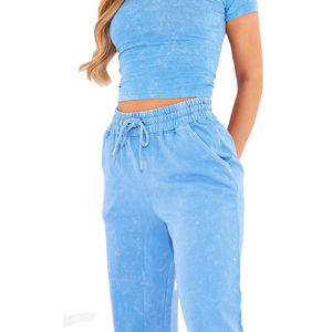 Pantalones Deportivos de Mujer Estilo Urbano con Lavado Ácido, Precio Económico, con Logotipo y Etiqueta Privados, 100% Algodón - Product Image 3