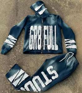 Ensemble de survêtement décontracté en molleton de coton léger imprimé en 3D/solide personnalisé, 2 pièces, unisexe, avec des caractéristiques réversibles et respirantes - Product Image 5