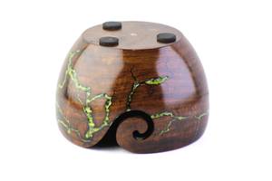 Bol à laine en bois, figurine Lichtenberg en résine, diamètre 7x4, cadeau personnalisé pour les tricoteuses, bol à laine en bois - Product Image 3