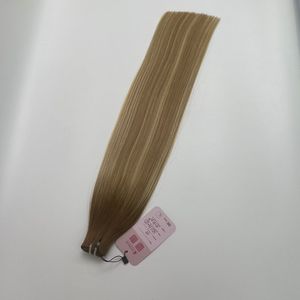 Qualité de luxe 100% Remy Top Virgin Extension vietnamienne 20 pouces droite 20/27 + 60 Balayage trame couleur Machine frisée 1B Raw - Product Image 3