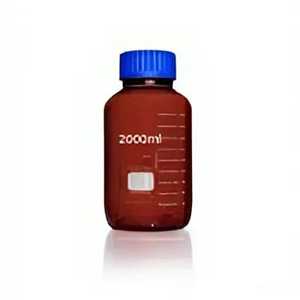 ขวดแก้วบอโรซิลิเกตทรงปากกว้าง500มล. ขวดห้องปฏิบัติการพร้อมฝาเกลียวโพลีโพรพิลีนและวงแหวนเทสีฟ้า - Product Image 4