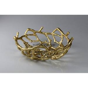 Cuenco para servir frutas y otros artículos de diseño único chapado en oro de alto grado de aluminio fundido para mesas de fiestas de bodas y villas - Product Image 1