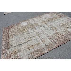 Alfombra Vintage turca de 7x10 pies, clásica, Beige, rojo, Patchwork, patrones rectangulares abstractos, 10mm, lana, área grande, pasillo, Alfombra de látex para habitación - Product Image 2