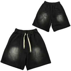 Wholesale Retro Style <b>Men's</b> <b>Shorts</b> 100% Cotton Fleece French Terry Breathable <b>Knee</b> <b>Length</b> With Drawstring Pockets - Product Image 1